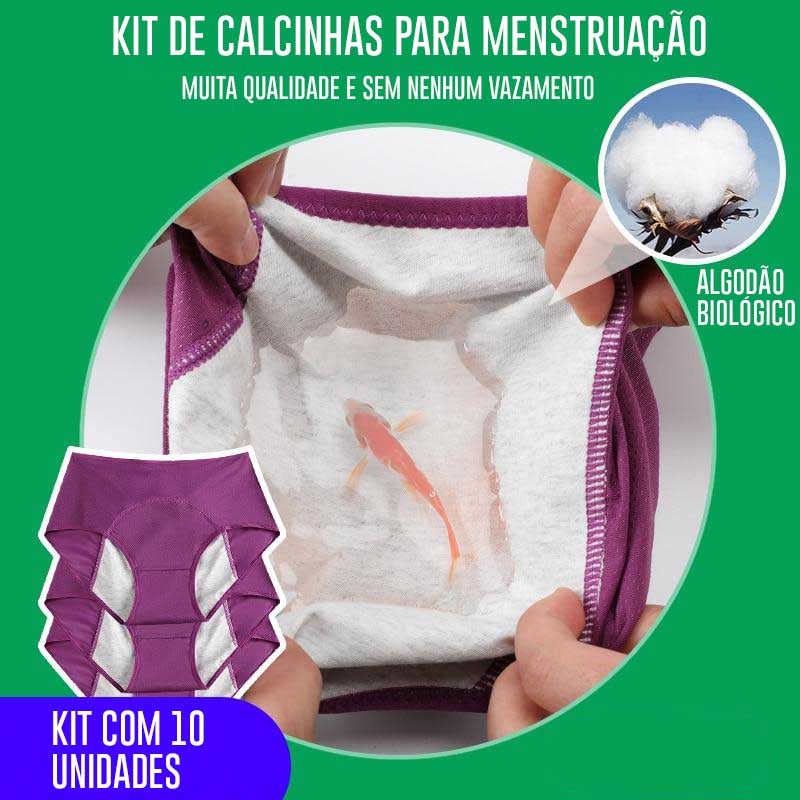 Kit 10 Calcinhas Menstruais Absorventes
